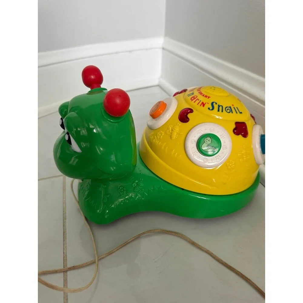 VTG 90s VTech Little Smart Spin 'N Grin Snail Pull Toy Works Music Interactive